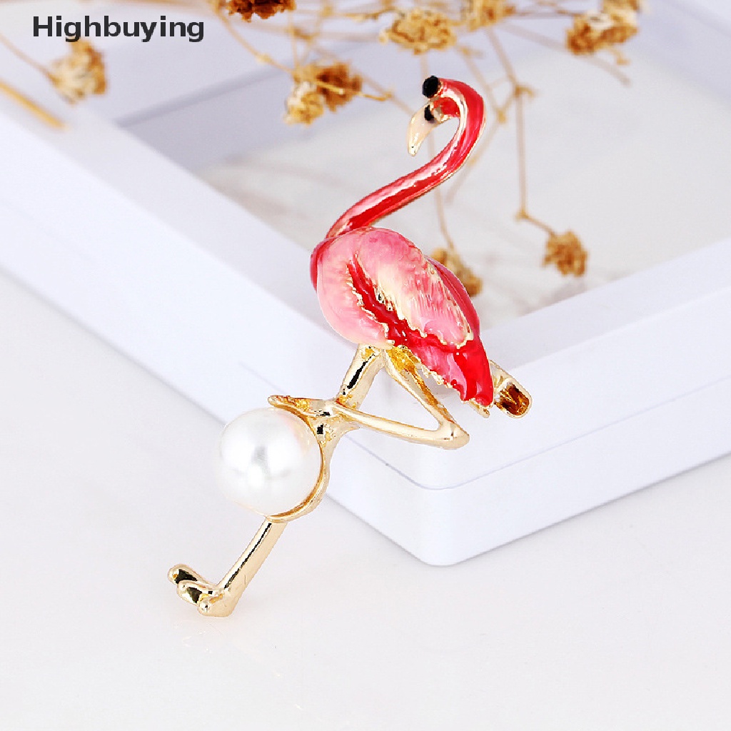 Hbid Bros Pin Enamel Desain Burung Flamingo Lucu Untuk Pria / Wanita