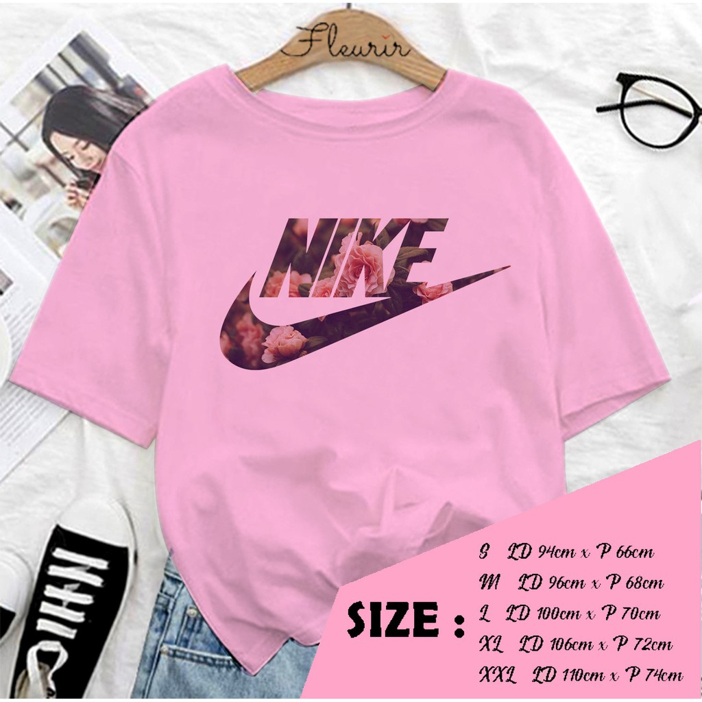 FLEURIR - KAOS NIKE FLOWER WANITA DEWASA LENGAN PENDEK TUMBLR TEE UNISEX