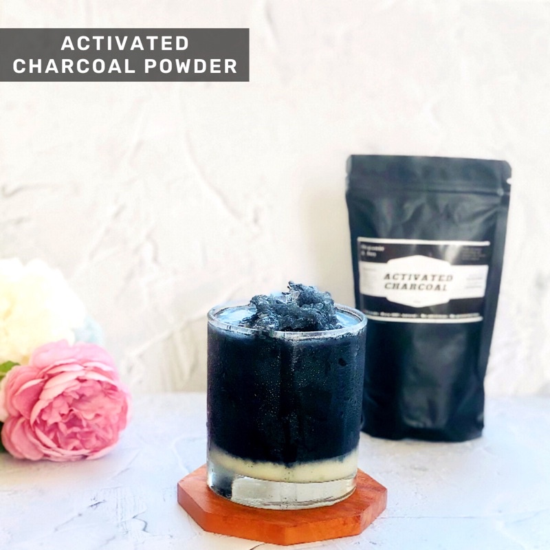 Organic&amp;Joy • 100gr Activated Charcoal Powder/ Bubuk Arang Bambu Aktif /Carbon Aktif (Food Grade,bisa untuk minuman/Kue/Baking/Pengobatan alami, bubuk halus mesh larut air)