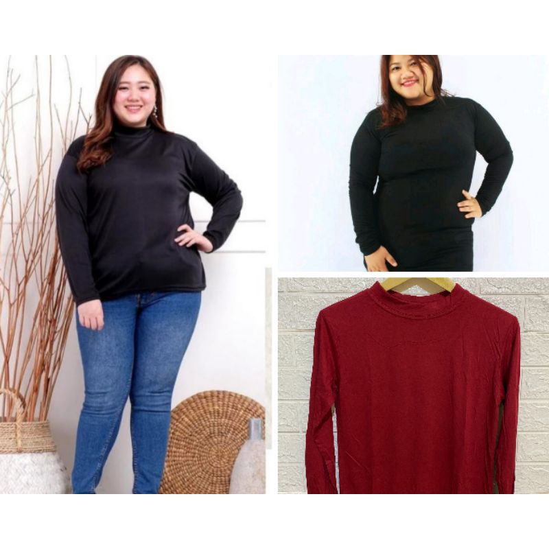 Manset Baju Jumbo Tangan Panjang Wanita Ukuran XXL Dan XXXL Bahan Spandek Rayon