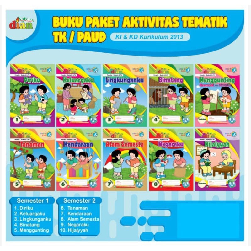Buku paket aktivitas tematik TK / PAUD.