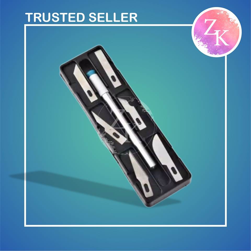 Pen Cutter Pisau Set Ukir Sayat Bonsai Kelapa Plus Mata Pisau 7 in 1