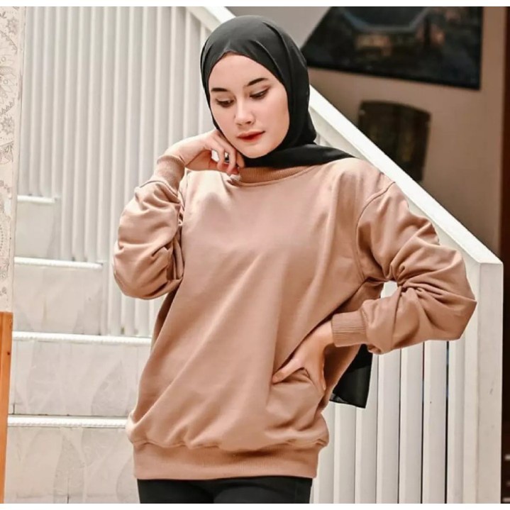 Tq88indonesia Baju Sweater Wanita Terbaru / Sweater Fleece Polos / Ootd / Switer