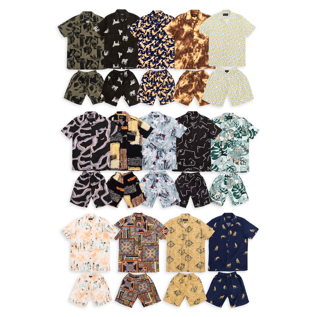 Kemeja Rayon Set Piyama Pria/ Baju Set Pajamas 8074