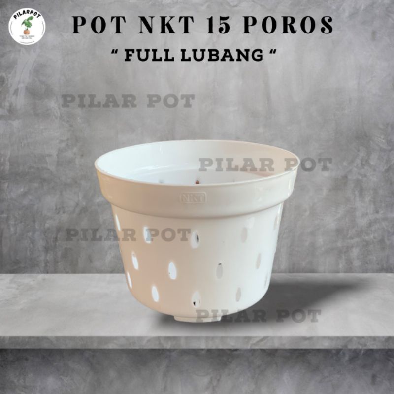 pot bunga tanaman banyak lubang NKT POROS 15 PUTIH - NKT POROS ANGGREK