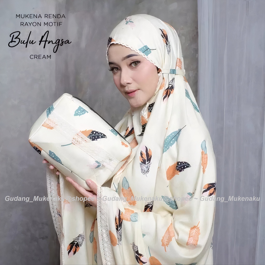 Gudang_mukenaku Mukena Dewasa Motif Bulu Angsa Renda Rajut Model Saliha