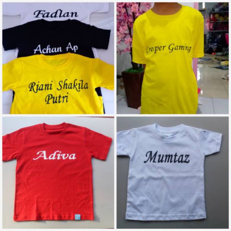 sablon kaos nama anak umur 1-12 tahun