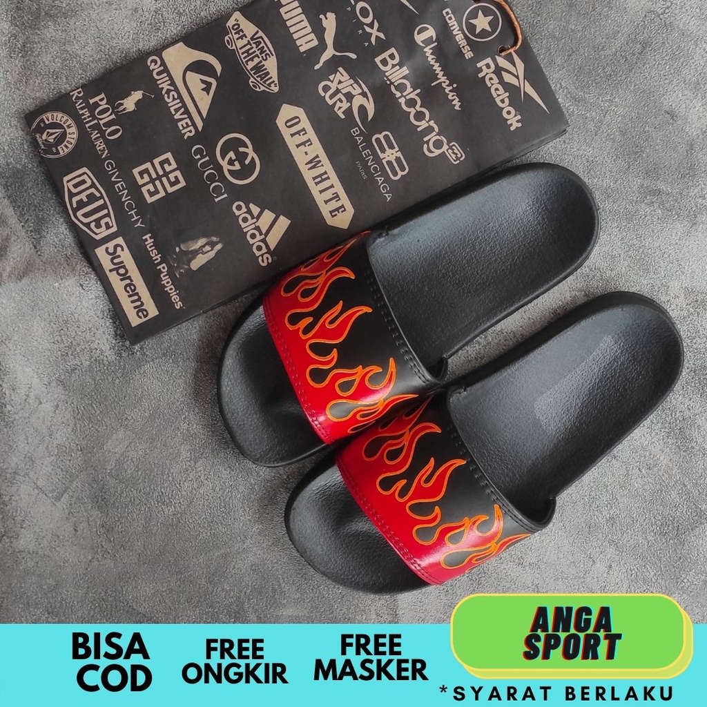 SANDAL SLIDE PRIA WITJI THRASHED MERAH KASUAL TERMURAH / SENDAL SLOP DISTRO COWOK / SANDAL SANTAI REMAJA KEREN