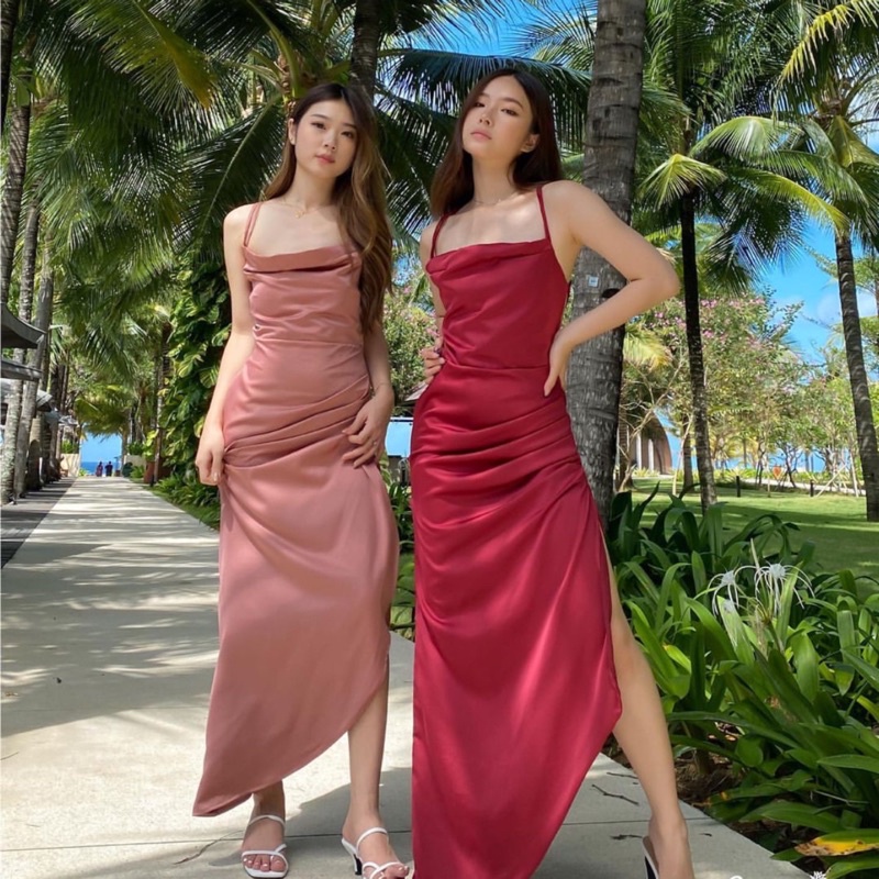 VICTORIA SATIN DRESS KOREA BODYCON FIT ( WITH FLARE BOTTOM ) - PROM NIGHT GOWN - MAXI DRESS EVENT PESTA SEXY - DRESS TALI TALI - KONDANGAN DRESS - SERAGAM BRIDESMAID SATIN - GAUN WANITA MEWAH - PRAWEDDING DRESS - DRESS PAGER AYU - HADIAH / KADO ULTAH CEWE