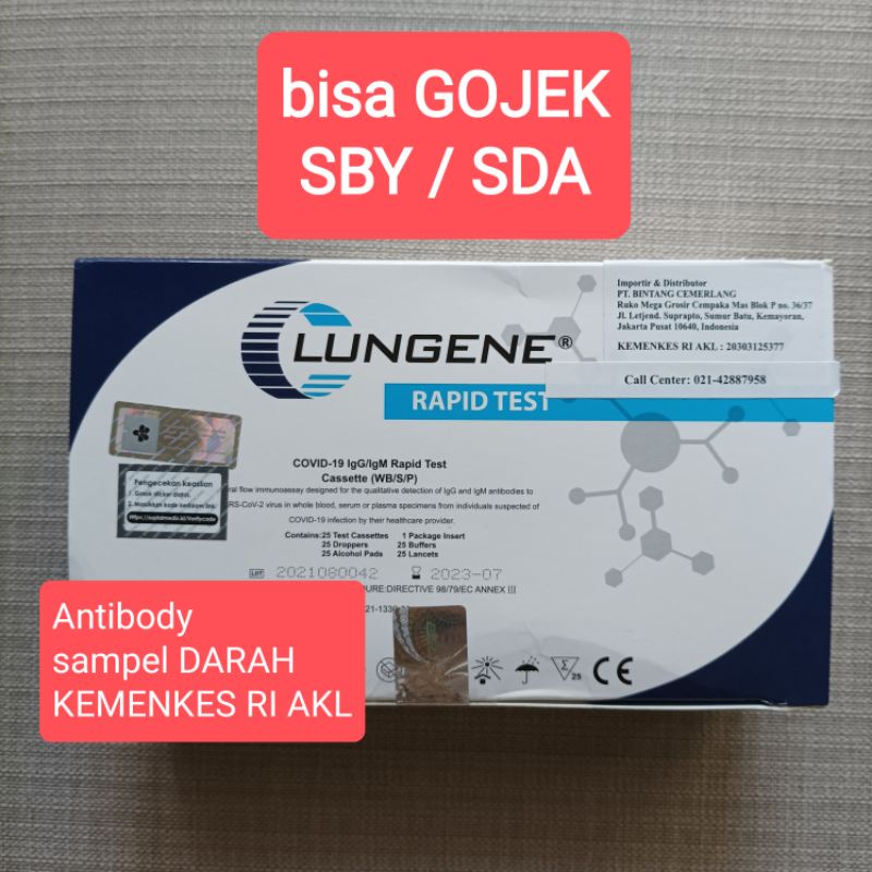 Original rapid test antibody lungene sample darah antibodi alat uji setelah vaksin covid 19 box isi