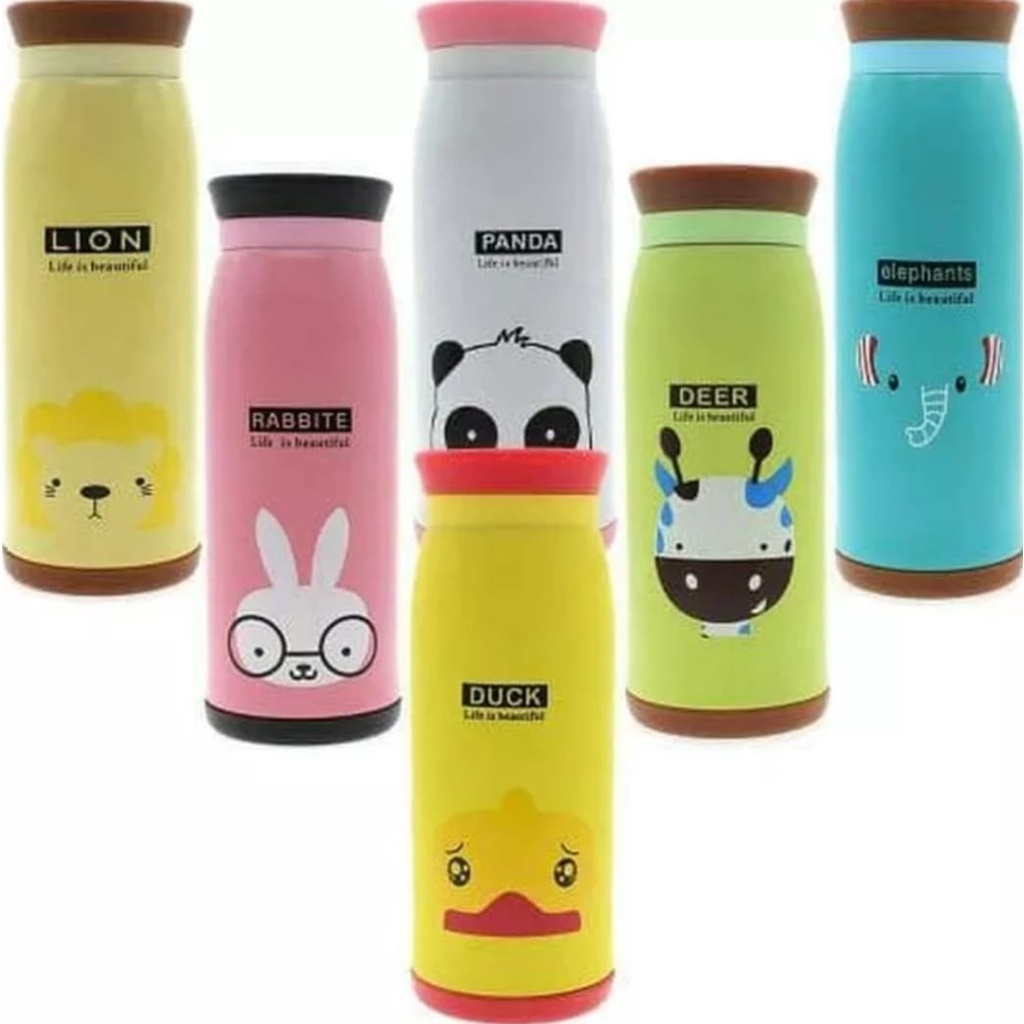 Termos 500ML Karakter Unik Cute Animal Stainless Steel-Thermos Thumbler Kartun Animal Stainless Steel 500ML-Tumbler Botol Minum Kuat Tahan Lama Bermotif Hewan Untuk Air Panas Dingin