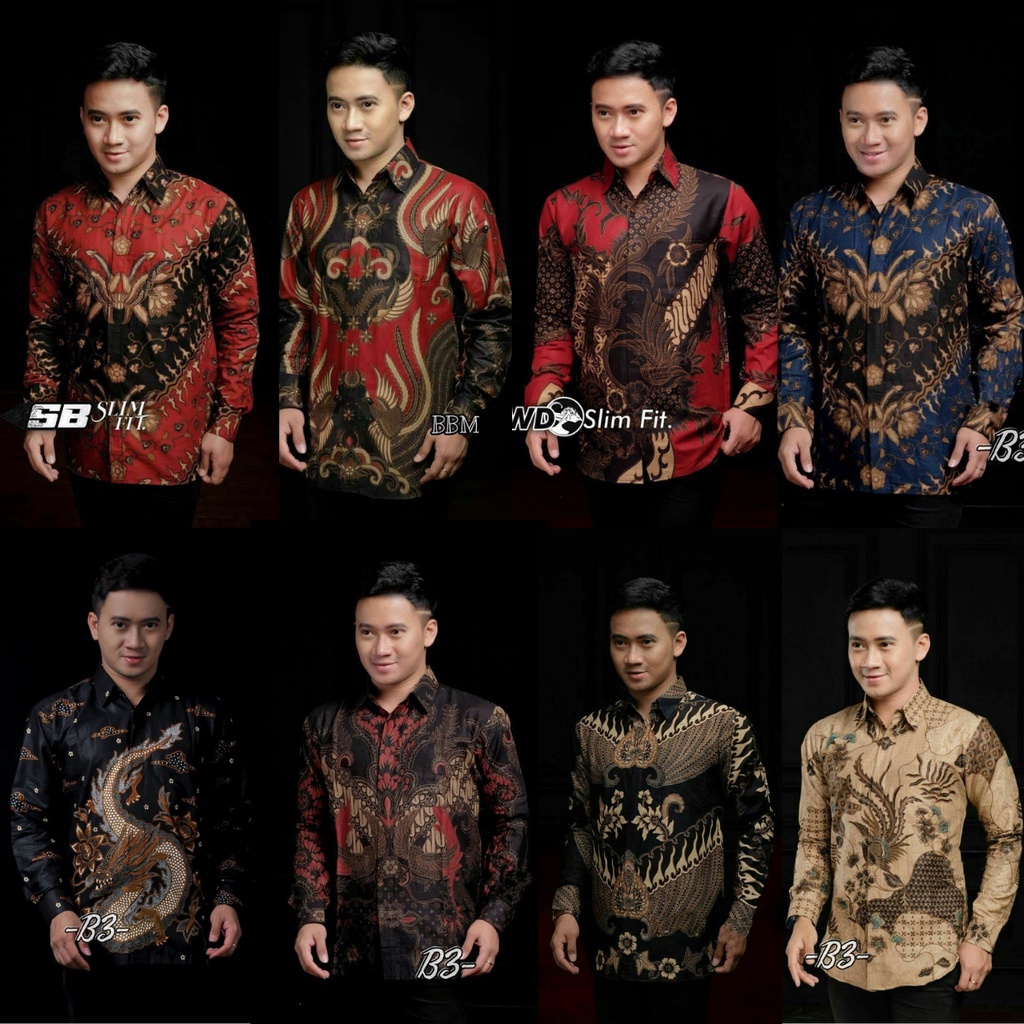 Batik Pria Lengan Panjang BATIK NAKULA HRB026 motif KERATONAN Kode 002 size M L XL XXL Reguler