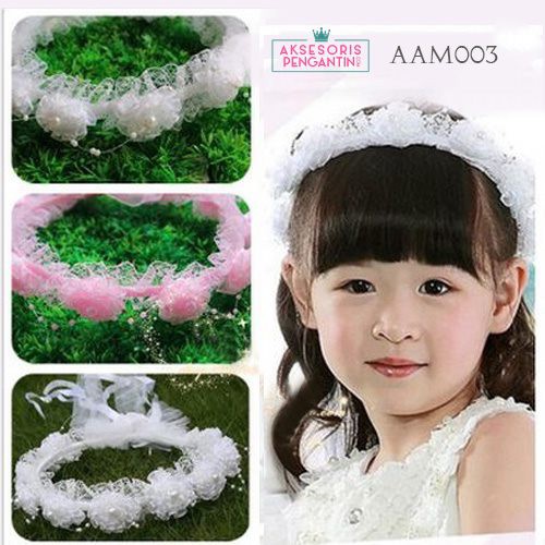 [SIAP KIRIM] AKSESORIS RAMBUT MAHKOTA BUNGA ANAK FLOWER CROWN PUTIH AAM003