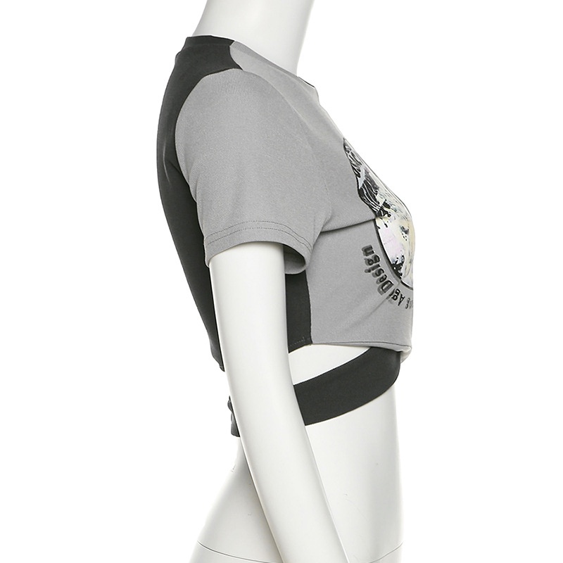 [✅BISA COD] #Sisjuly# Wanita Musim Panas Baru Wanita Warna Solid Slim Fit Cropped Navel Fashion Leher Bulat Ceta