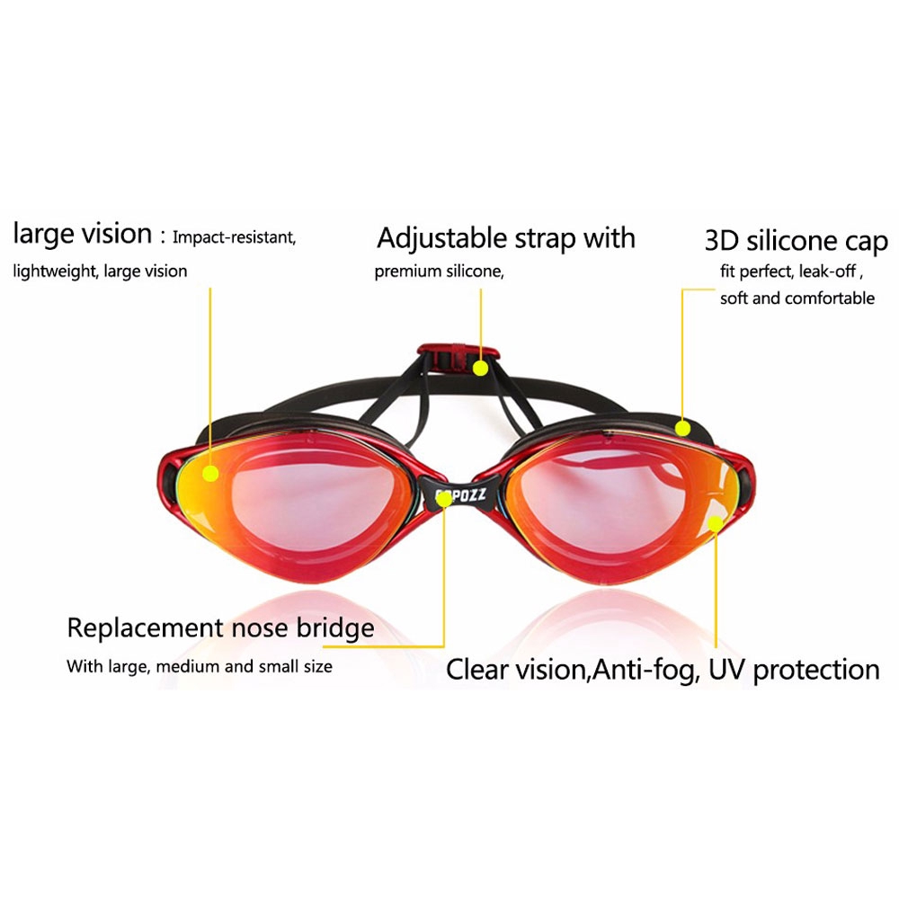 WHALE Kacamata Renang Anti Fog UV Protection - GOG-3550 - Red