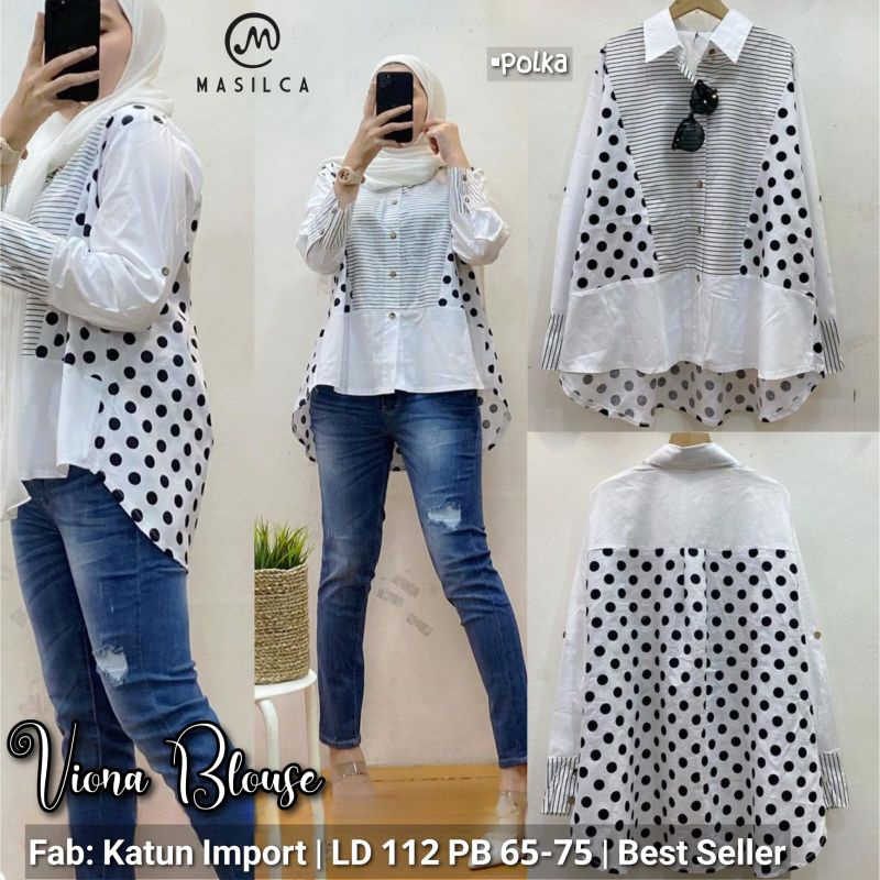 Blouse Wanita Terbaru / Kemeja Blouse Wanita Korean Style / Blouse Kekinian / Viola Viona Blouse By Masilca / Baju Atasan Wanita Best Seller-7