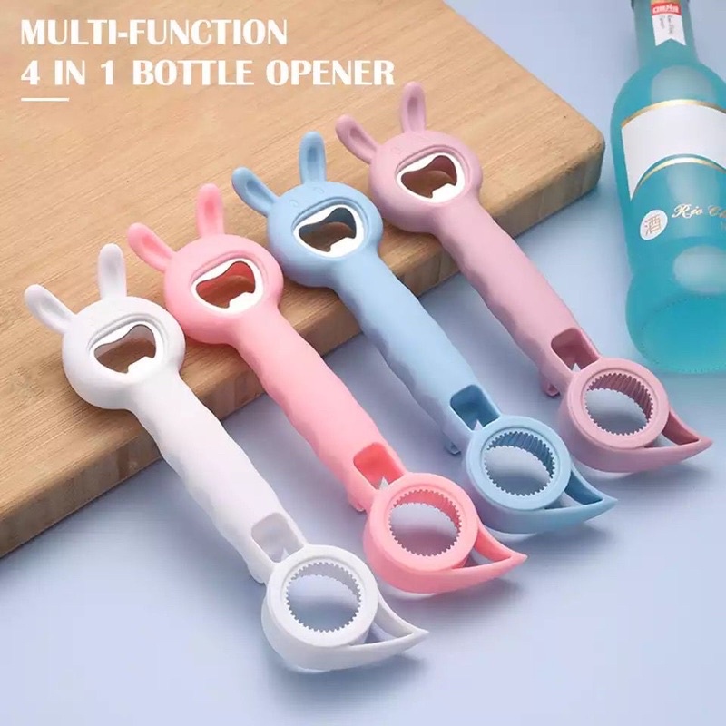 BOTTLE OPENER 4 IN 1 / Pembuka Tutup botol dan Kaleng /ALAT PEMBUKA TUTUP BOTOL KALENG MULTIFUNGSI MOTIF LUCu