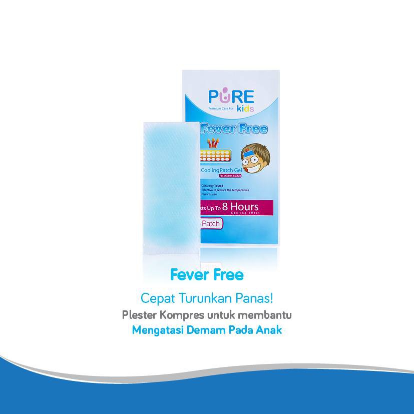 Pure Baby &amp; Kids Fever Free - 1 dus 4 lembar cooling patch gel KEMASAN BARU