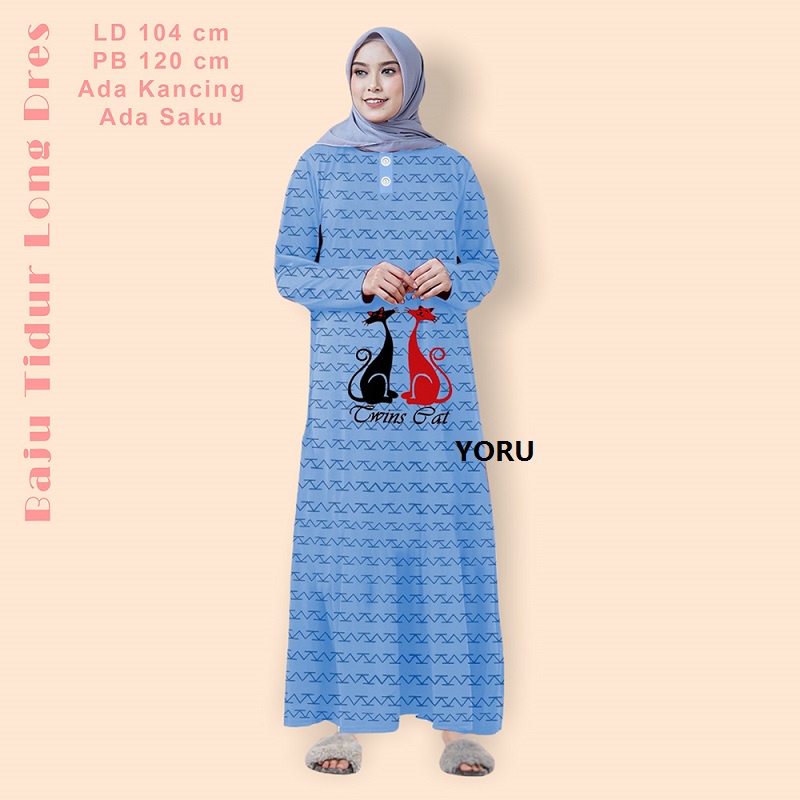 Pamelo Baju Tidur Daster Panjang Wanita Busui Kancing Baju Terusan Long Dress Muslimah Terusan Gamis Baju Tidur Muslim