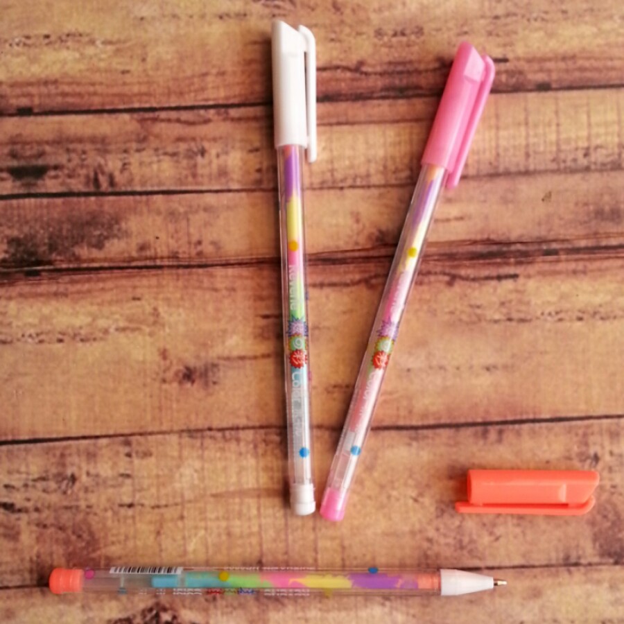 3 Pcs Pen Unik - Pulpen Pelangi 8806 isi 3 pcs - Gelpen Rainbow  - Pen Gel Rainbow