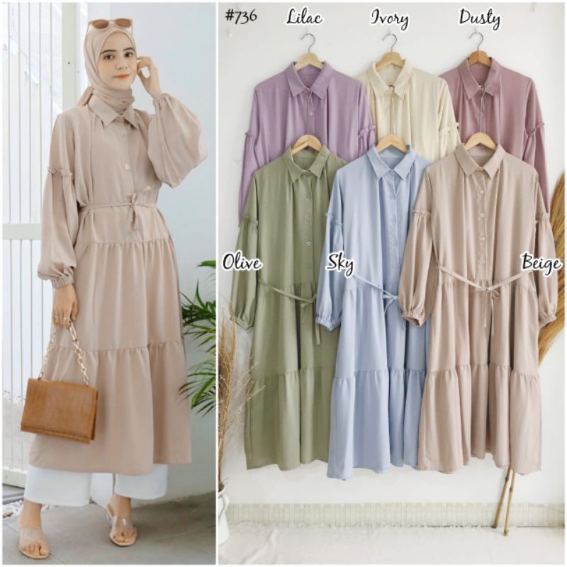 Tunik panjang kerah polos