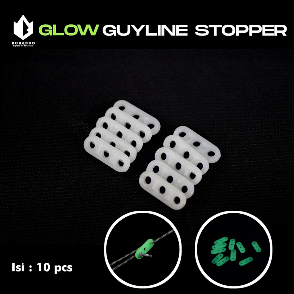 Bisa  (COD) Stopper - Stoper / Gesper Tali Tenda - Guyline Tebal 1 Pcs - Glow In The Dark ( Untuk Pengatur Tali Tenda/Flysheet )