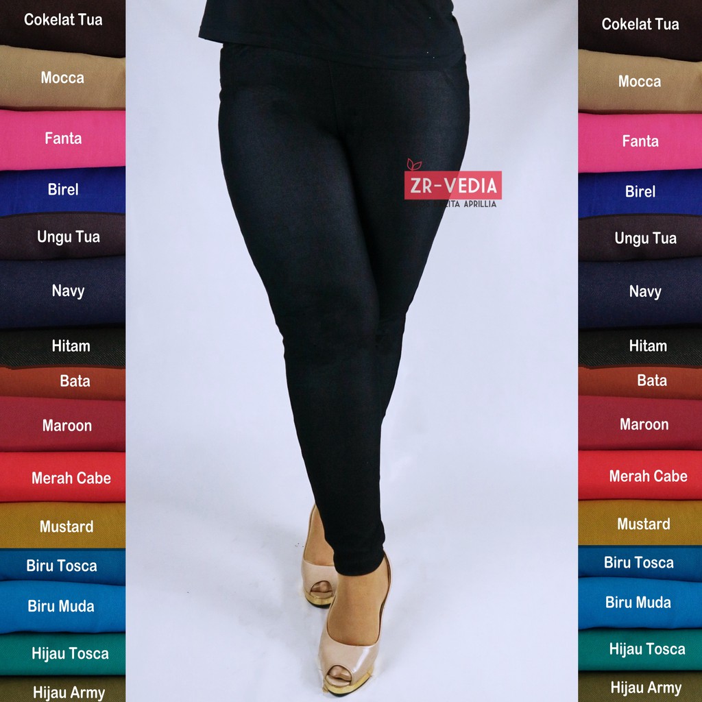 (DEWASA)  Legging Jeans Kantong uk Jumbo / fit to XXL Celana Dewasa Jumbo Celana Panjang Jeans Ketat