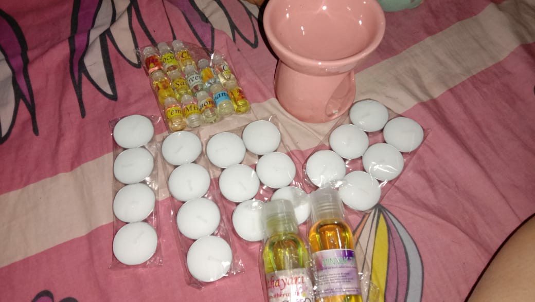 Paket Tungku Aromaterapi Jumbo Bulat Keramik Full Glasir