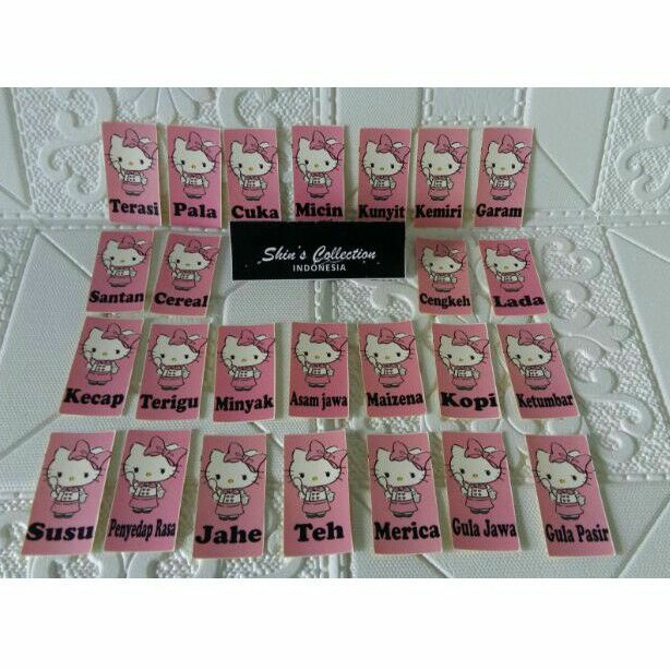 sticker stiker bumbu dapur hello kitty 1 set isi 25 pcs