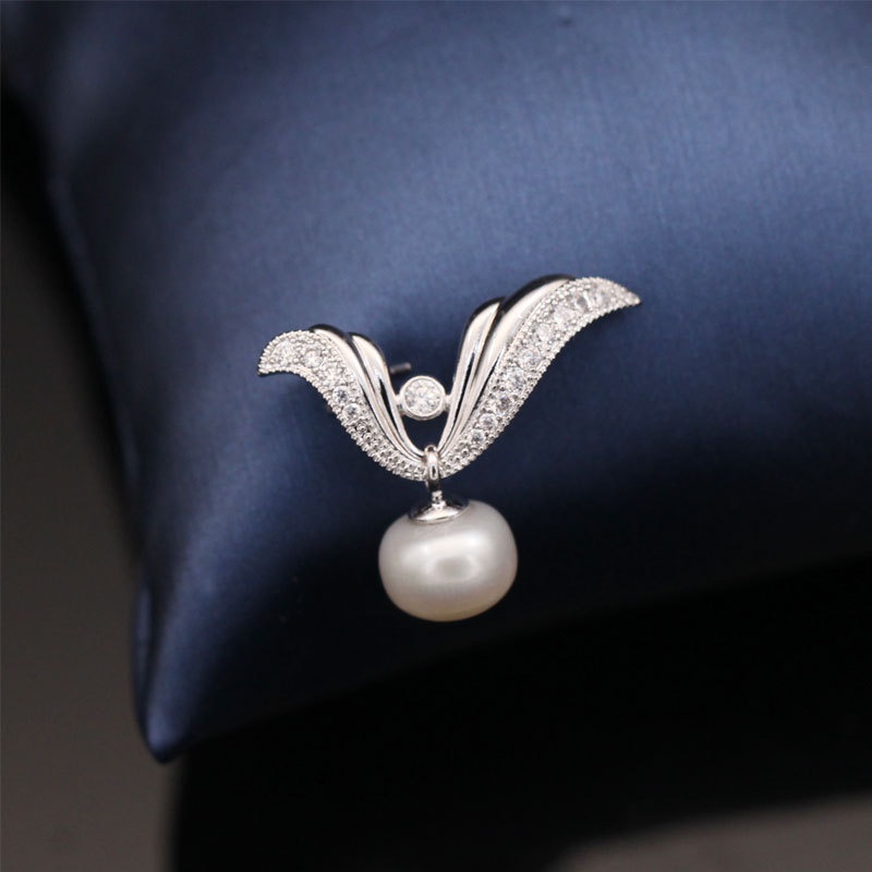 [ 1Pc Gold Silver Elegant Bowknot Pearl Brooches Brooch Pin Collar Jewelry for Girls ]