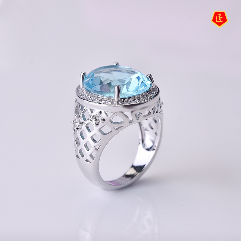 [Ready Stock]Classical Luxury Colored Gems Ring 925 Silver Jewelry