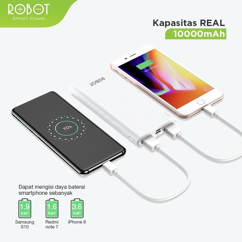 POWERBANK ROBOT RT170 10000MAH ORIGINAL 2USB PLUS KABEL MICRO