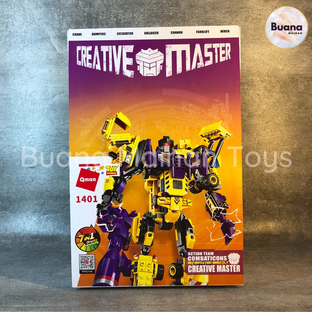 BRICKS QMAN CREATIVE MASTER 1401 SET MAINAN EDUKASI ANAK ROBOT