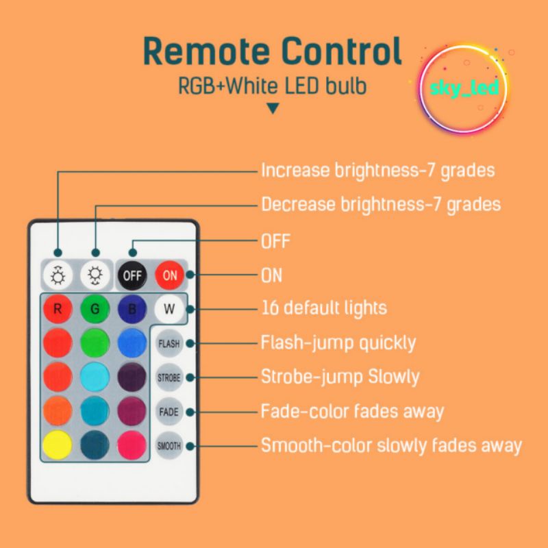 LAMPU BOHLAM LED RGB BERUBAH WARNA REMOTE CONTROL ORIGINAL