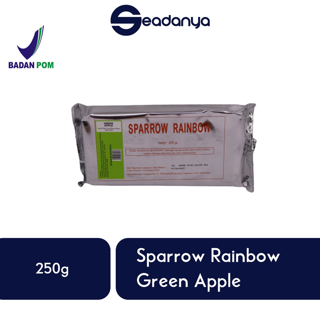 

Sparrow Rainbow Cokelat Compound Green Apple 250g