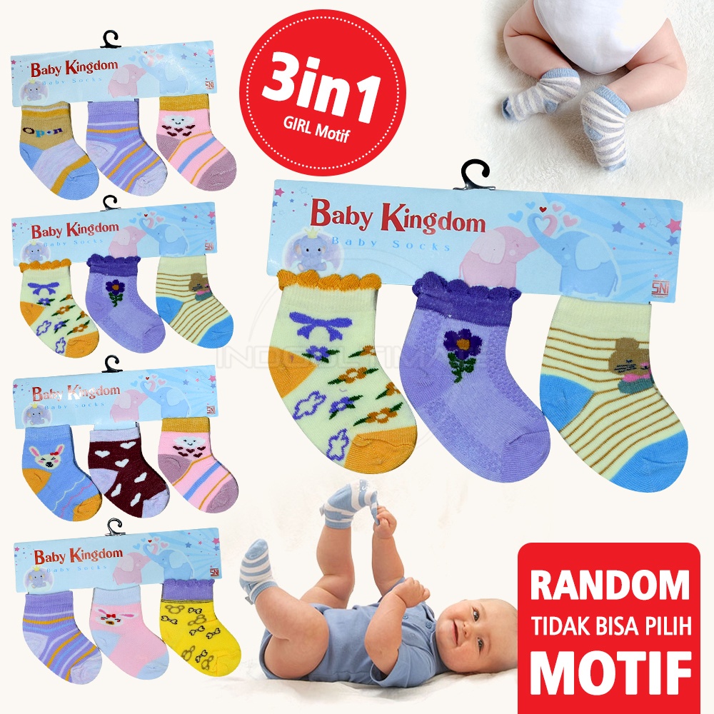 3Pcs Baby Shock Sarung Kaki Kaos Kaki Bayi 0-6Bulan KKA-513 Baby Sock Sarung kaki Bayi Perempuan Laki Laki Baru Lahir Motif Karakter Lucu