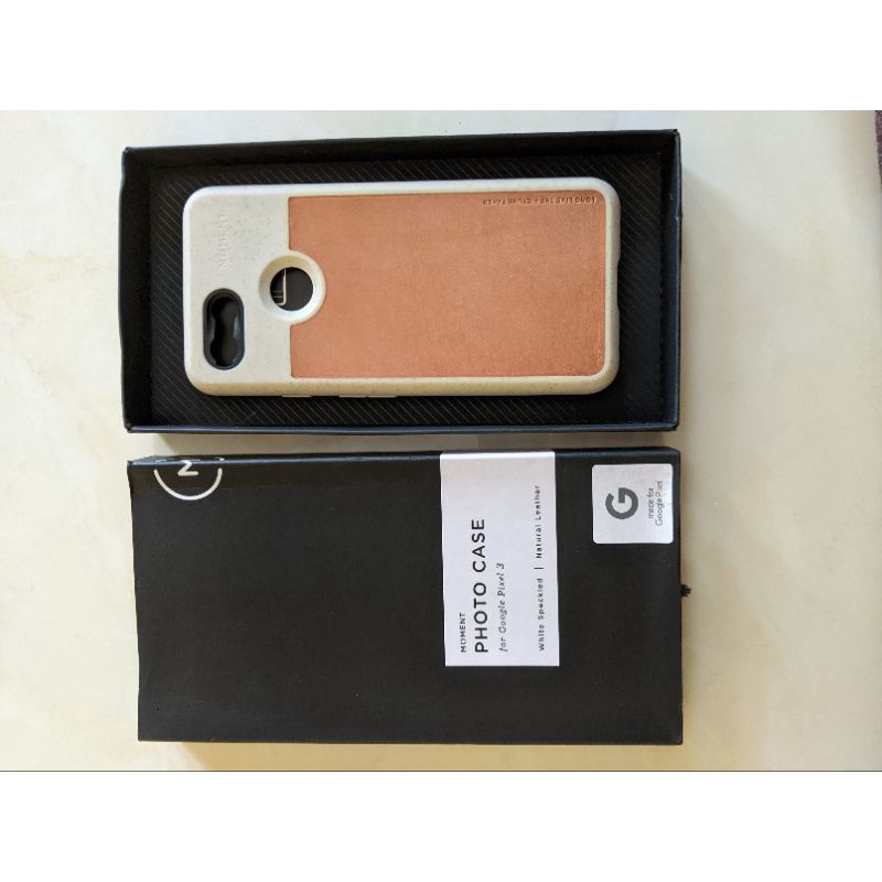 MOMENT PHOTO CASE GOOGLE PIXEL 3 WHITE SPECKLED / NATURAL LEATHER PUTIH / TAN LEATHER NEW
