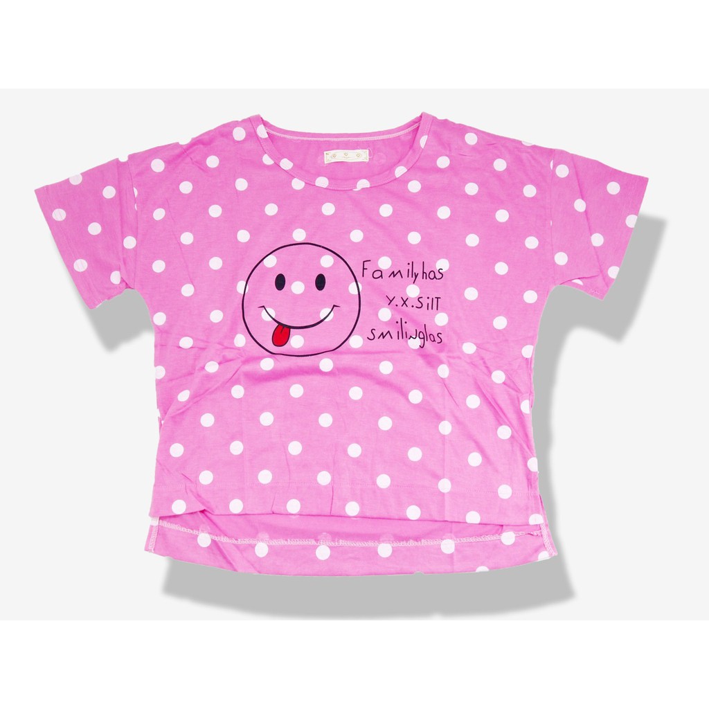 [COD]#888 baju tidur wanita motif smile polkadot bahan katun adem dan lentur