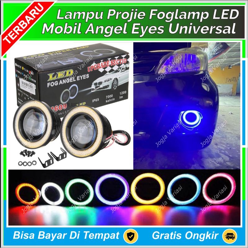 LAMPU KABUT MOBIL LED FOGLAMP + ANGEL EYE PROJIE TEMBAK KABUT 89 MM 89MM 2 MODE TERMURAH : AVANZA XE