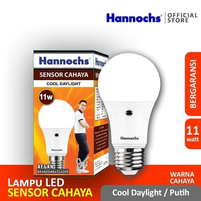 Lampu LED Hannochs Sensor cahaya 11w 11 watt menyala otomatis malam