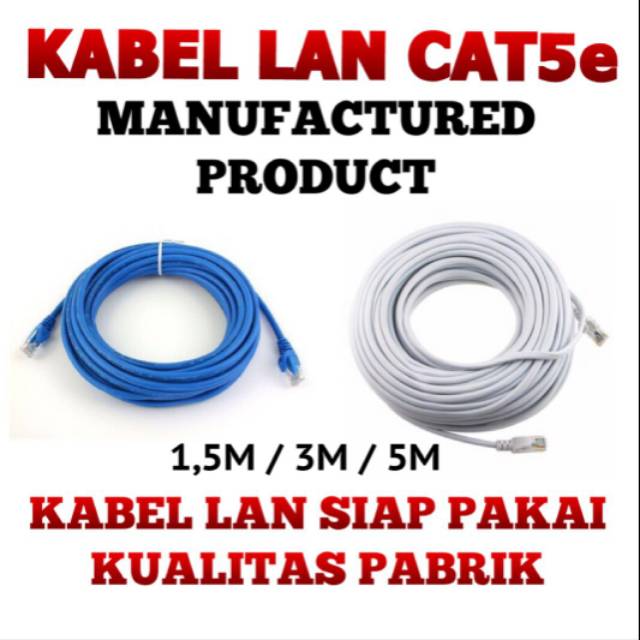 KABEL LAN CAT 5 / 5e 1,5M / 3M / 5M RJ45 UTP ( PRODUK SIAP PAKAI 1,5 meter / 3 meter / 5 meter )