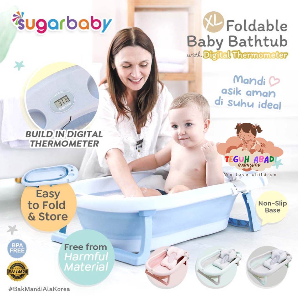 Jual Sugar Baby Bak Mandi Bayi Foldable Bathtub Digital Thermometer