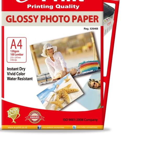 

● Kertas Foto e-Print Glossy A4 120 gsm ♙