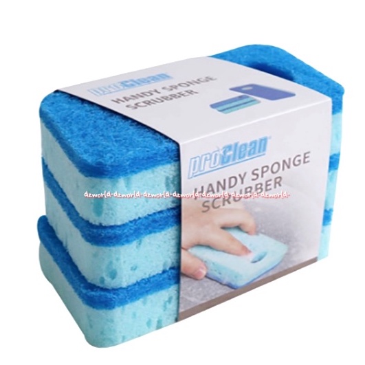 Proclean Handy Sponge Scrubber Spons Cuci Piring Biru isi 3pcs Spon Serba Guna Peralatan makan Perlengkapan memasak Perabot Pro Clean