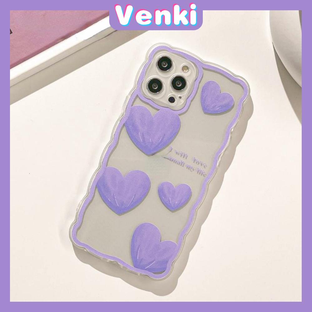 iPhone Case Silicone Soft Case Clear Case Wave Airbag Shockproof Camera Cover Protection Purple Heart Compatible For iPhone 11 iPhone 13 Pro Max iPhone 12 Pro Max iPhone 7 Plus xr