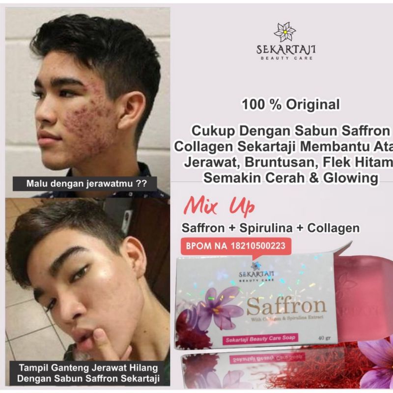 Sabun Saffron Collagen Sekartaji Pemutih Wajah dan Penghilang Jerawat Ampuh / Sabun Safron Sekartaji