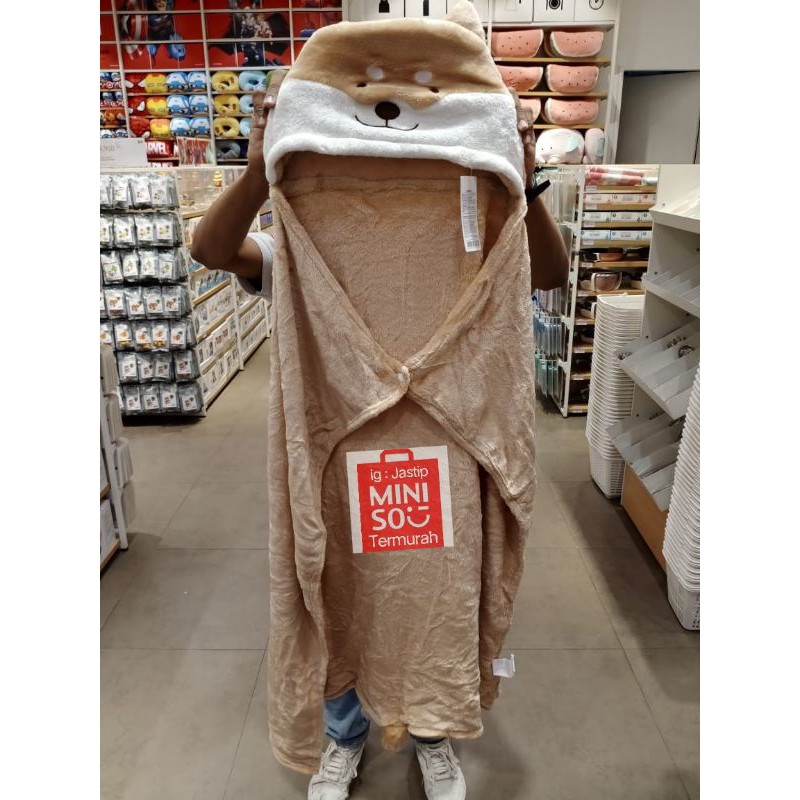 MINISO SELIMUT HOODIE SHIBA INU / DEER / CAT (90x100cm)
