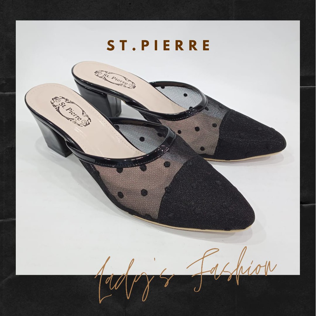 sandal bustong fashion cewek st.pierre impor warna hitam size 37-41
