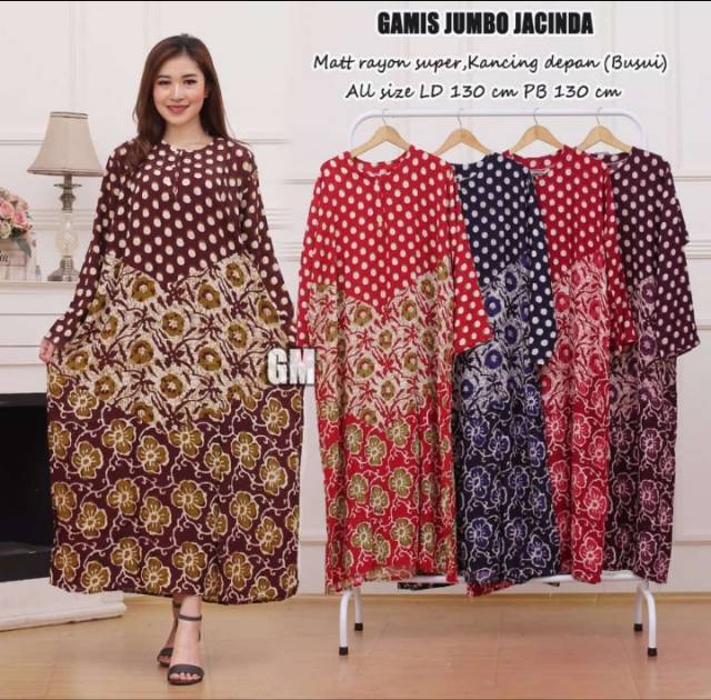 LONGDRES JUMBO MOTIF BATIK RANDOM LONGDRES KANCING STANDAR MURAH PEKALONGAN BIG SIZE