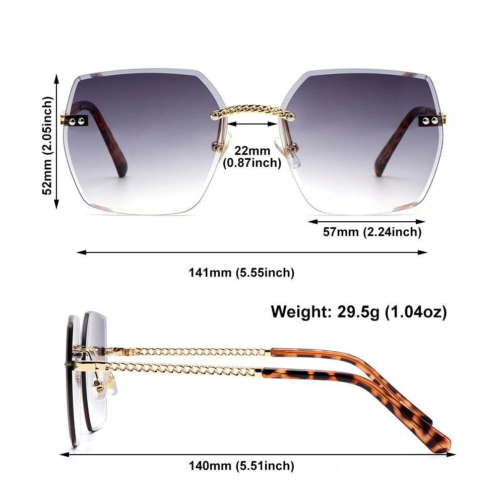 R-flower Rimless Rectangle Sunglasses Summer Square Sun Glasses UV400 Eyewear Berwarna Frameless Eyewear